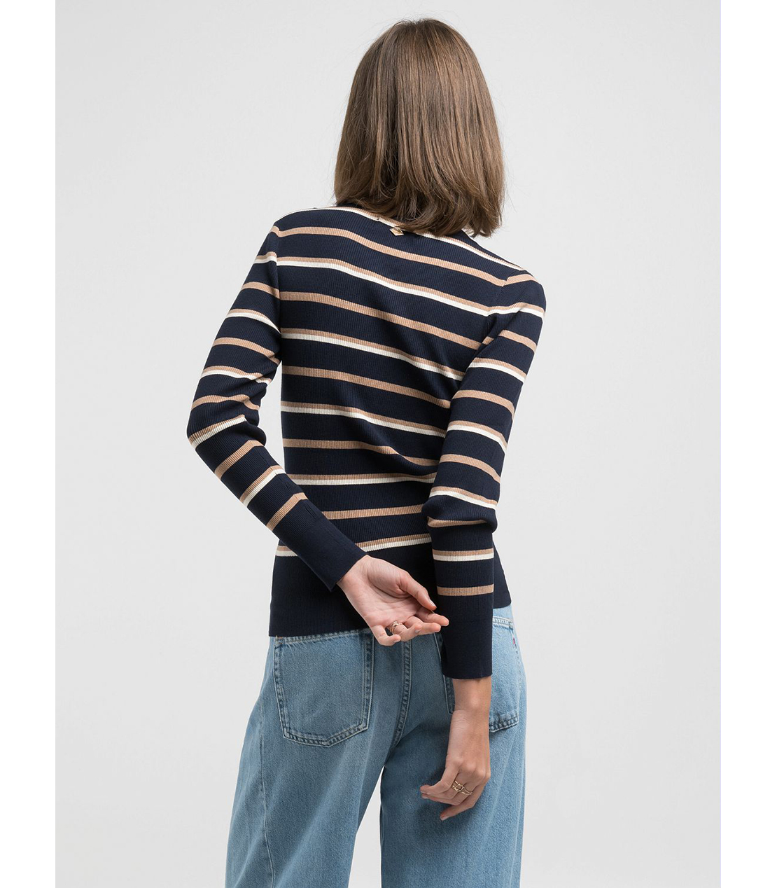 ボーダーストライプ スリムフィットプルオーバー 詳細画像 ブルーベージュ 2